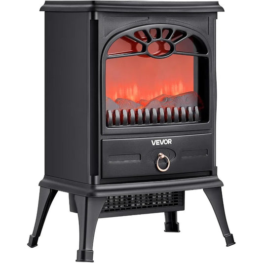 XMSJ Freestanding Electric Fireplace Stove Heater 1500W Realistic Flames