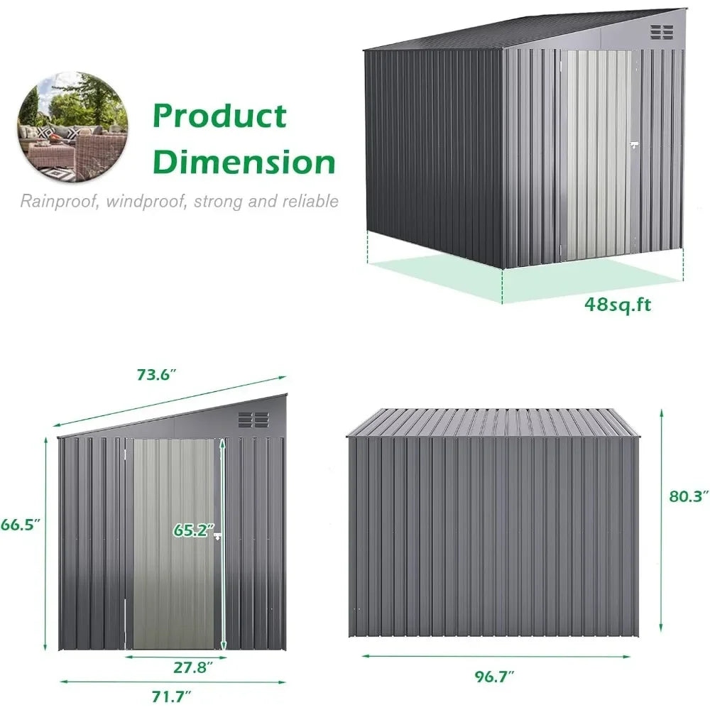Outdoor Metal Shed For Garden Storage And Tools Unit