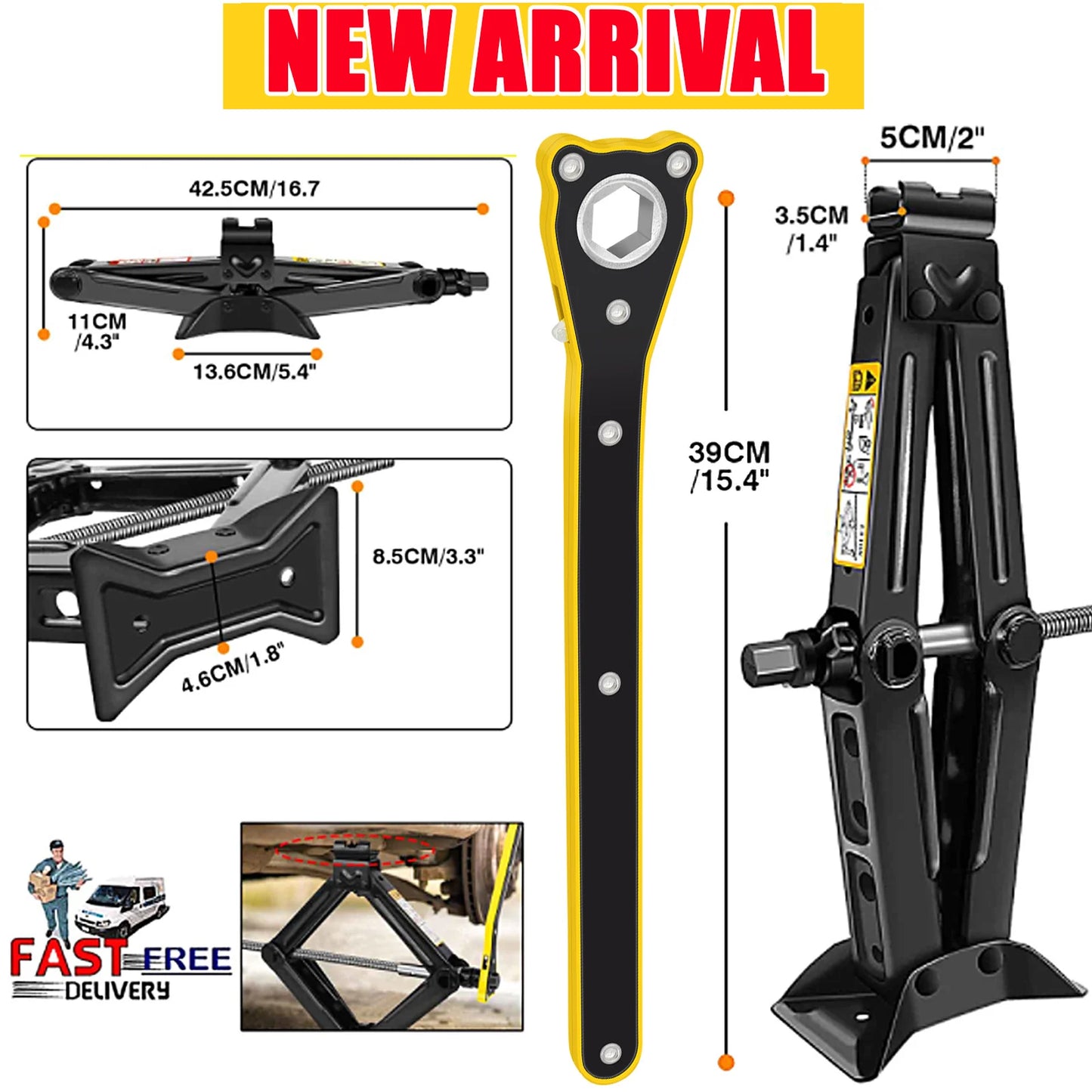 DayPlus Scissor Jack 2 Ton Lifting Tool With Lug Wrench
