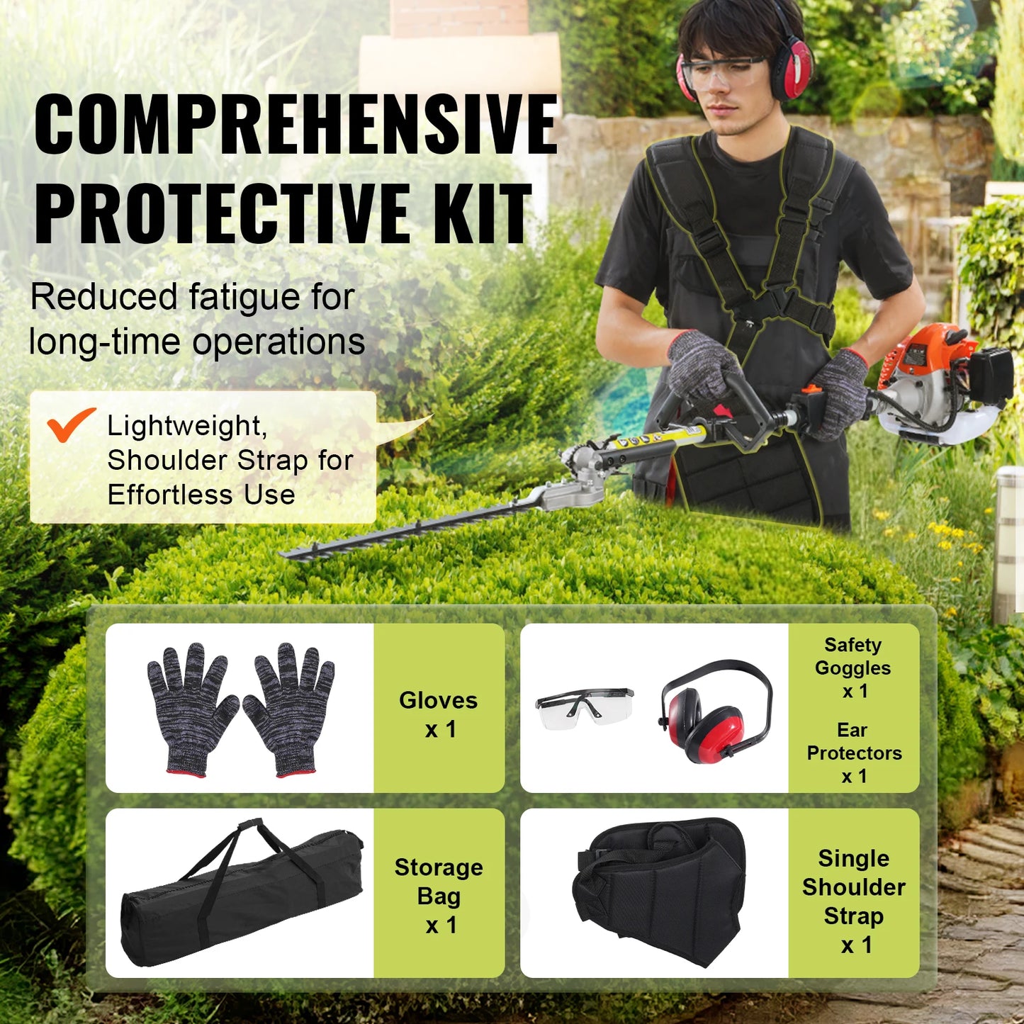 SucceBuy 52cc Six In One Gas Hedge Trimmer Weed Eater Edger