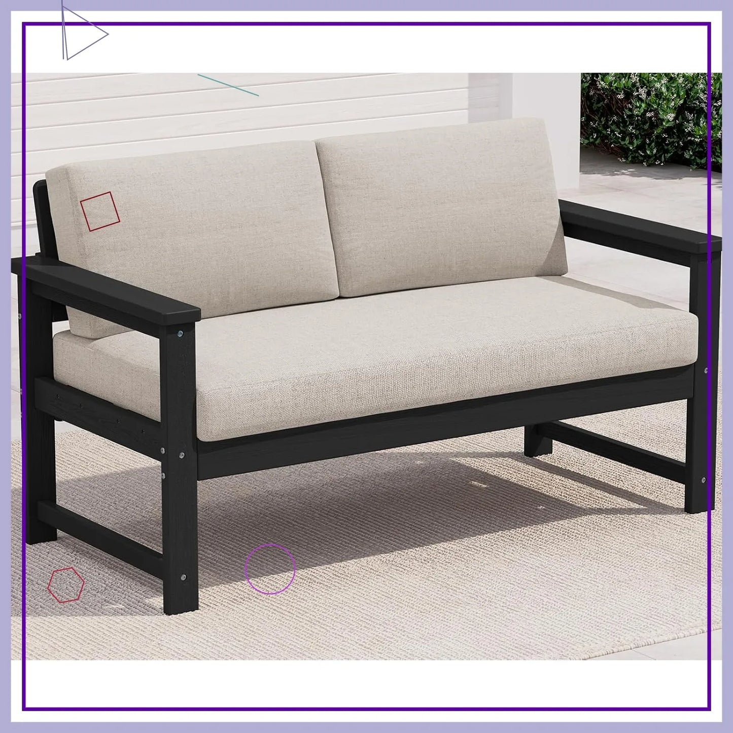 HDPE Outdoor Loveseat Sofa All Weather Cushions Patio