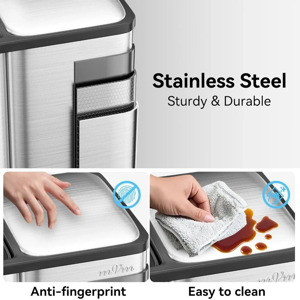 Dual Trash Bins Kitchen Recycling Can With Soft Close Lid