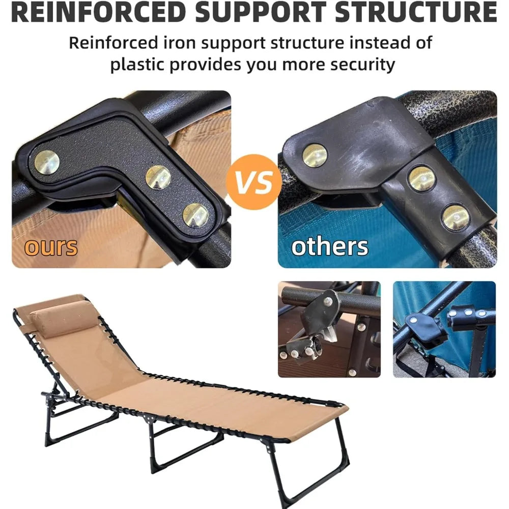 2-Piece Patio Folding Lounge Chairs With Pillow For Outdoor Use