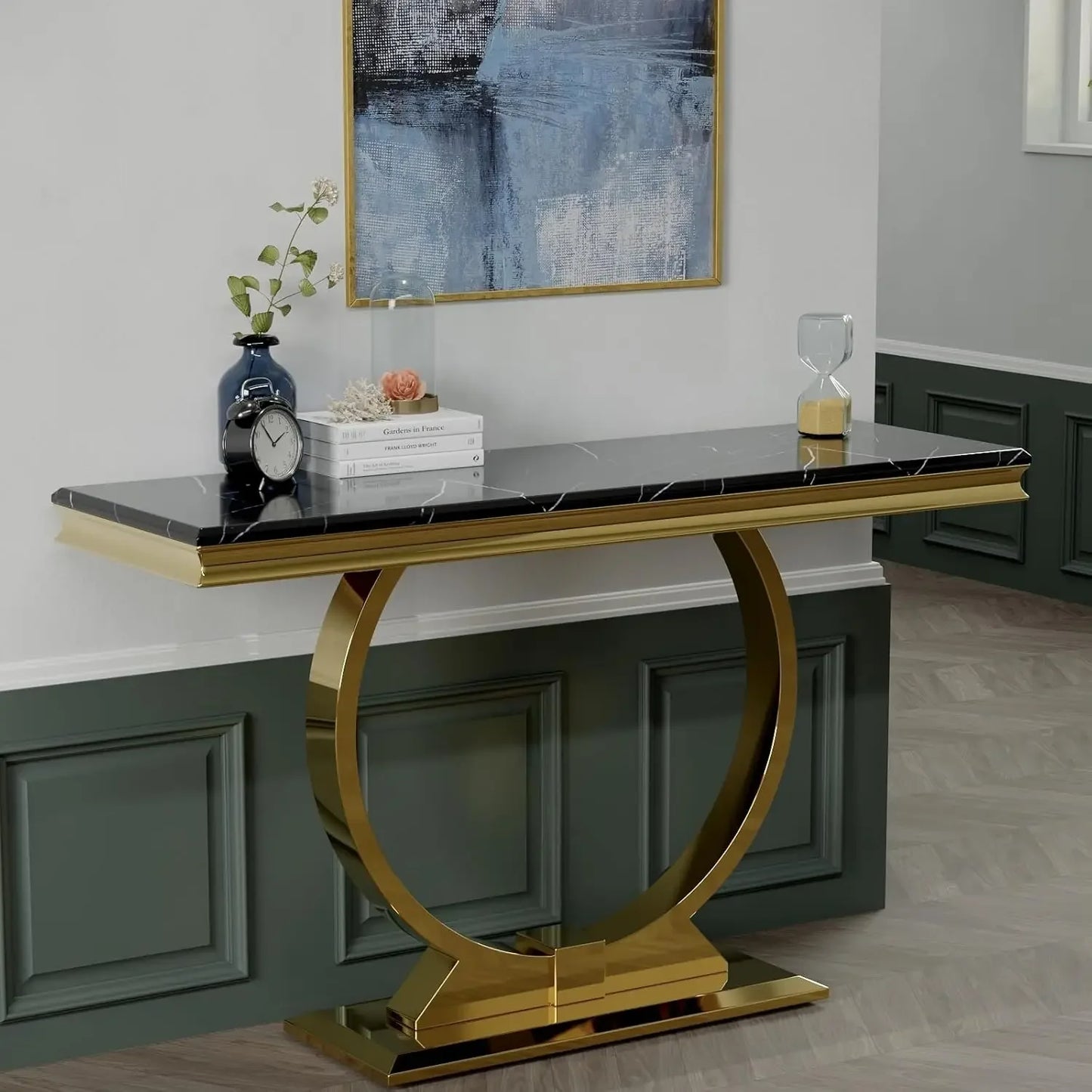 XMSJ Console Table With U Shaped Base For Entryway