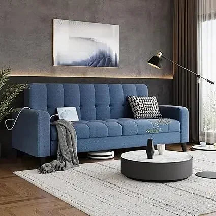 XMSJ Mid Century Modern Fabric Sofa Loveseat With USB Ports
