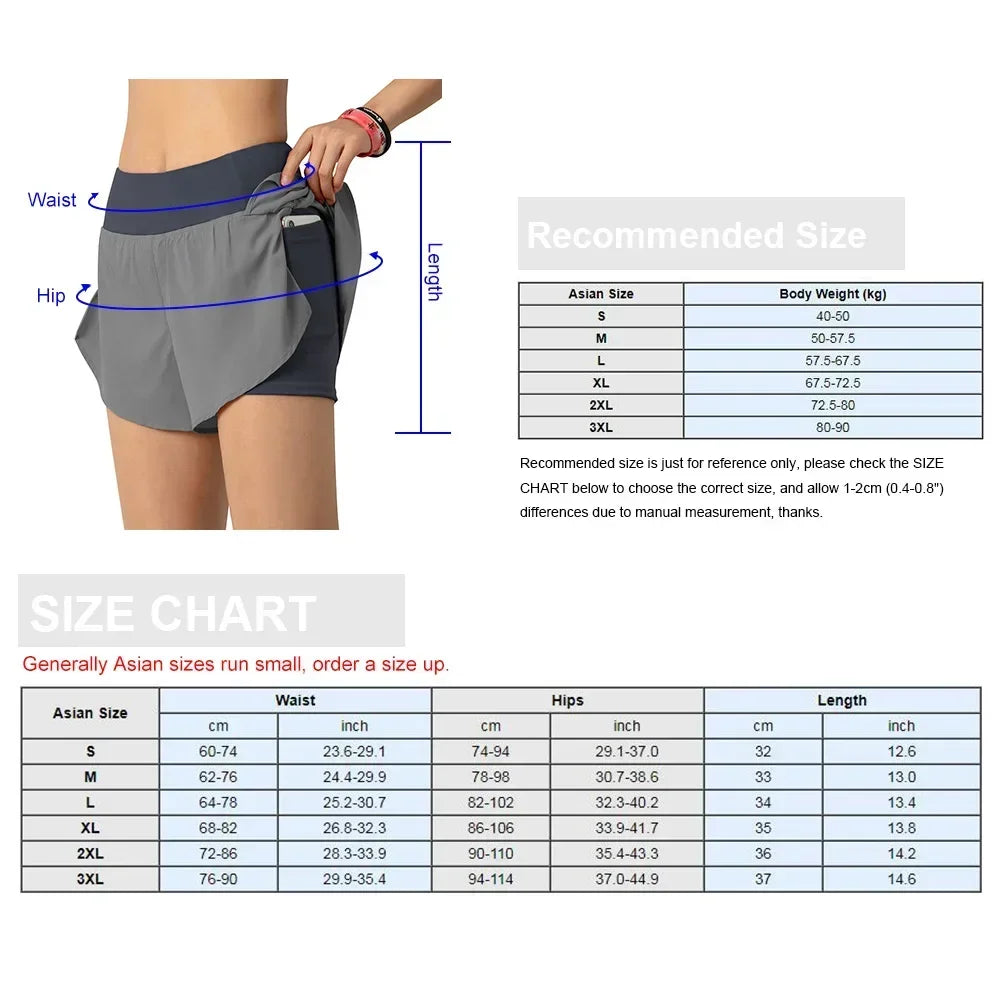 Women 2-In-1 Running Shorts With Pocket Liner And Wide Waistband