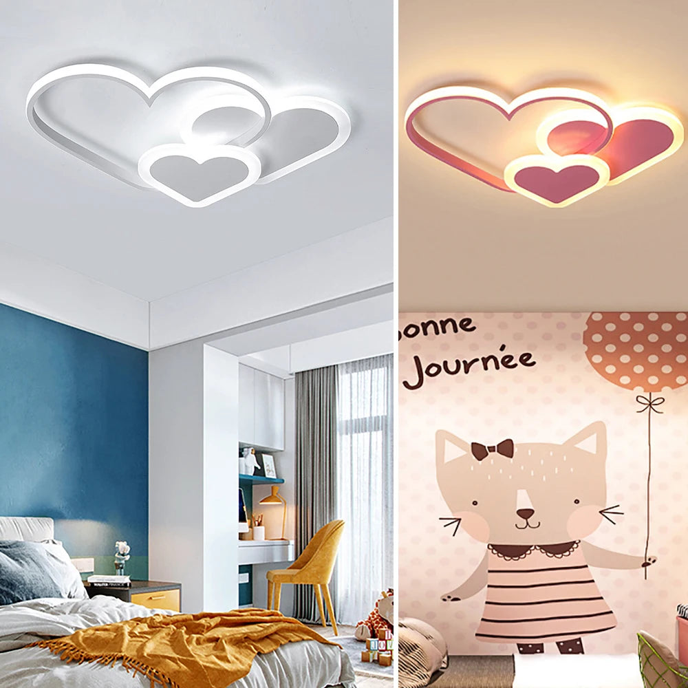 Modern LED Heart Shape Ceiling Light for Kids Room Decor