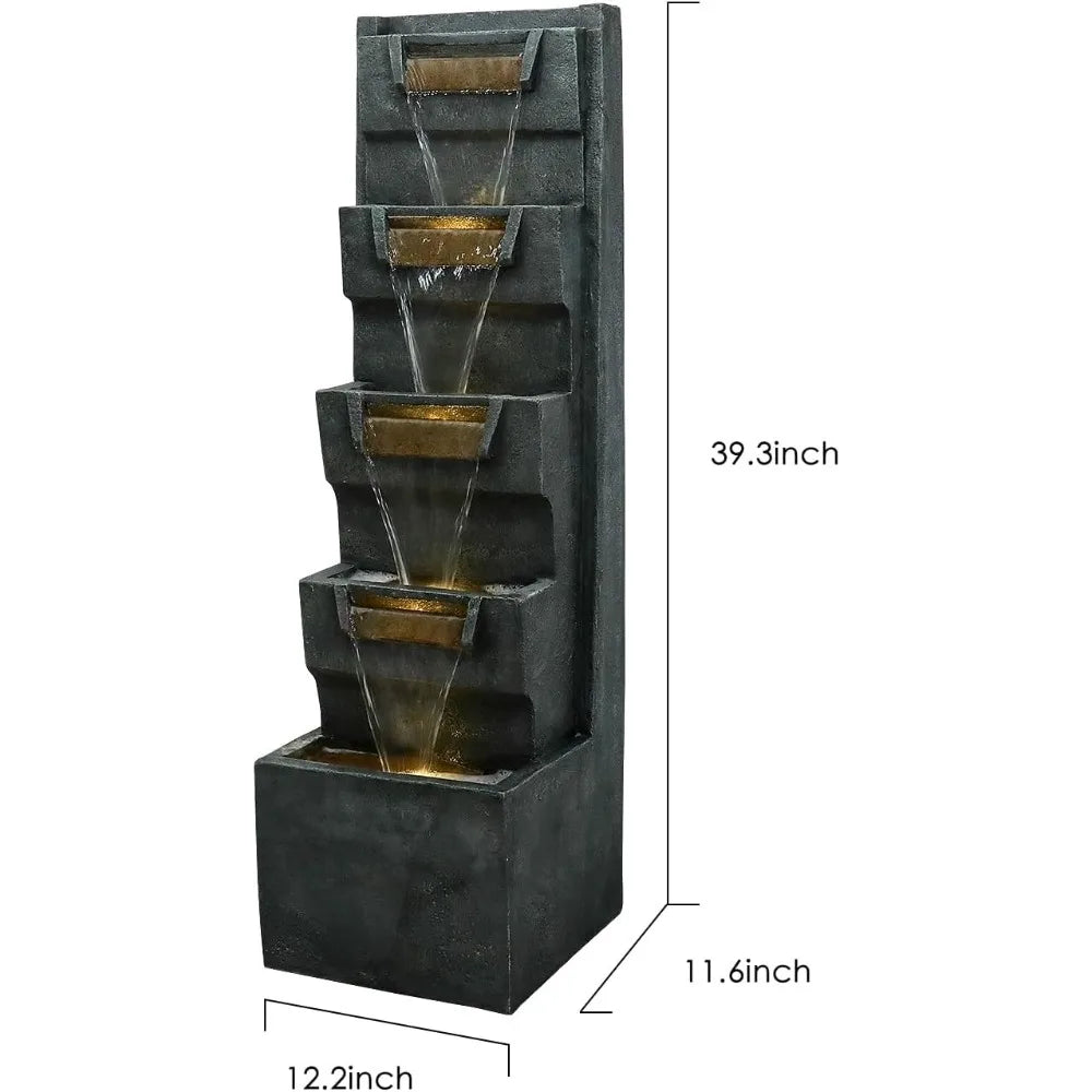 SunJet Five Tier Water Fountain Outdoor Indoor With Led