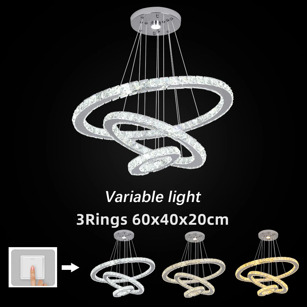 GreeLustr Modern Crystal Chrome Led Pendant Light Chandelier