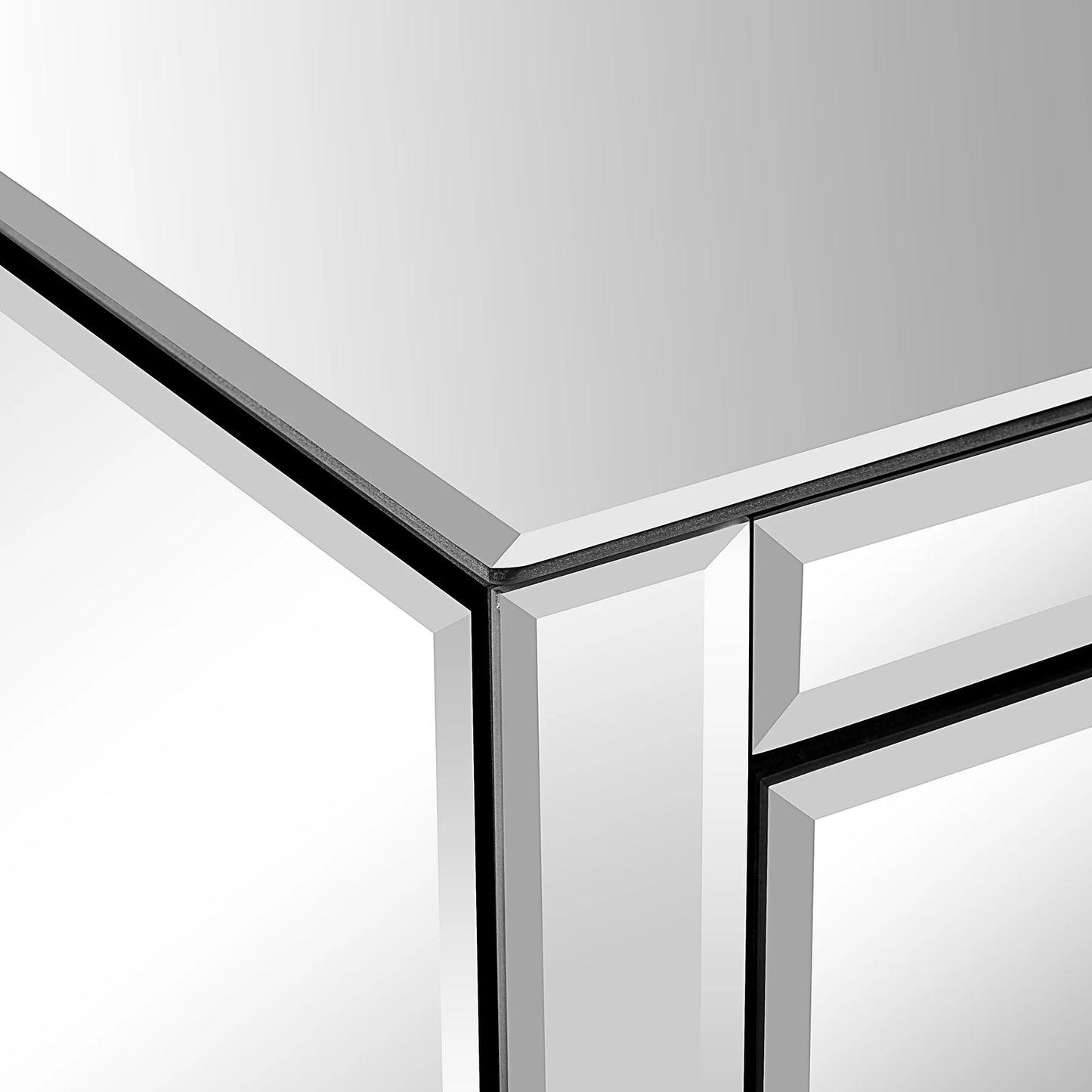 General Use Mirrored Glass Bedside Table with Three Drawers