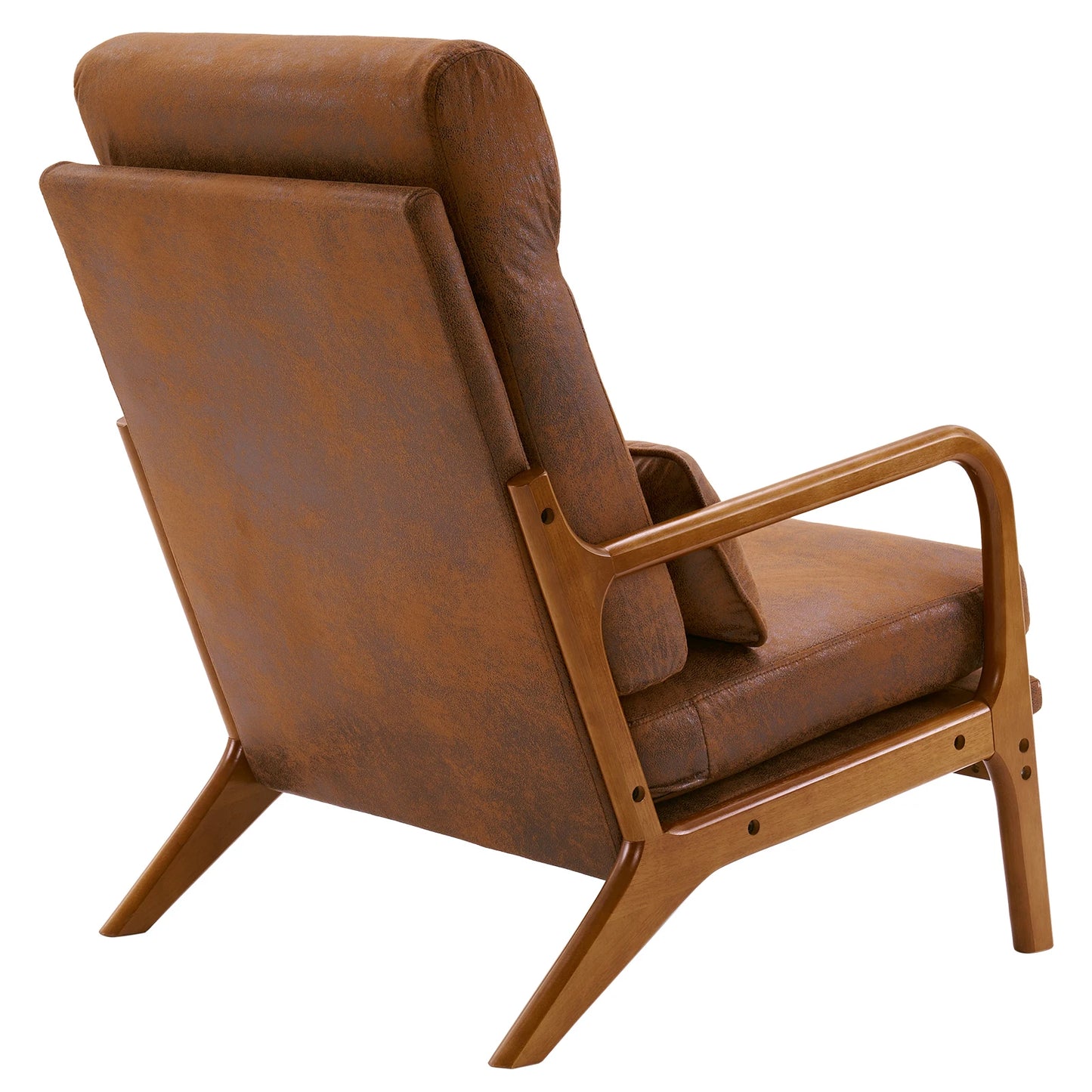 FCH High Back Solid Wood Armchair Iron Frame Bronzing Cloth