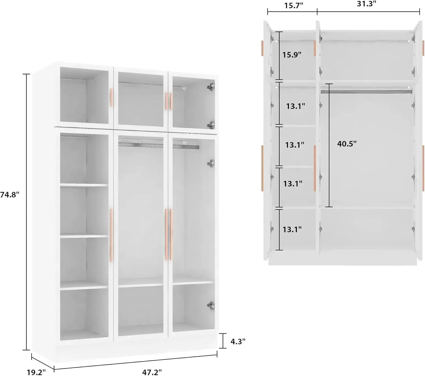 XMSJ Bookcase Bookshelf With LED Lights And Glass Doors