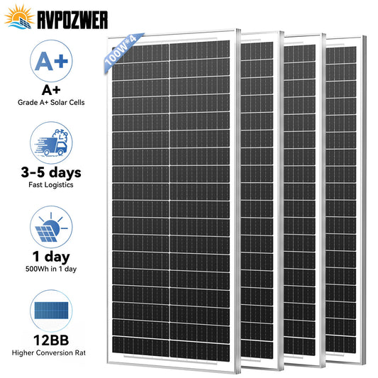 Rvpozwer 12.8V 100W Monocrystalline Solar Panel For RV Waterproof