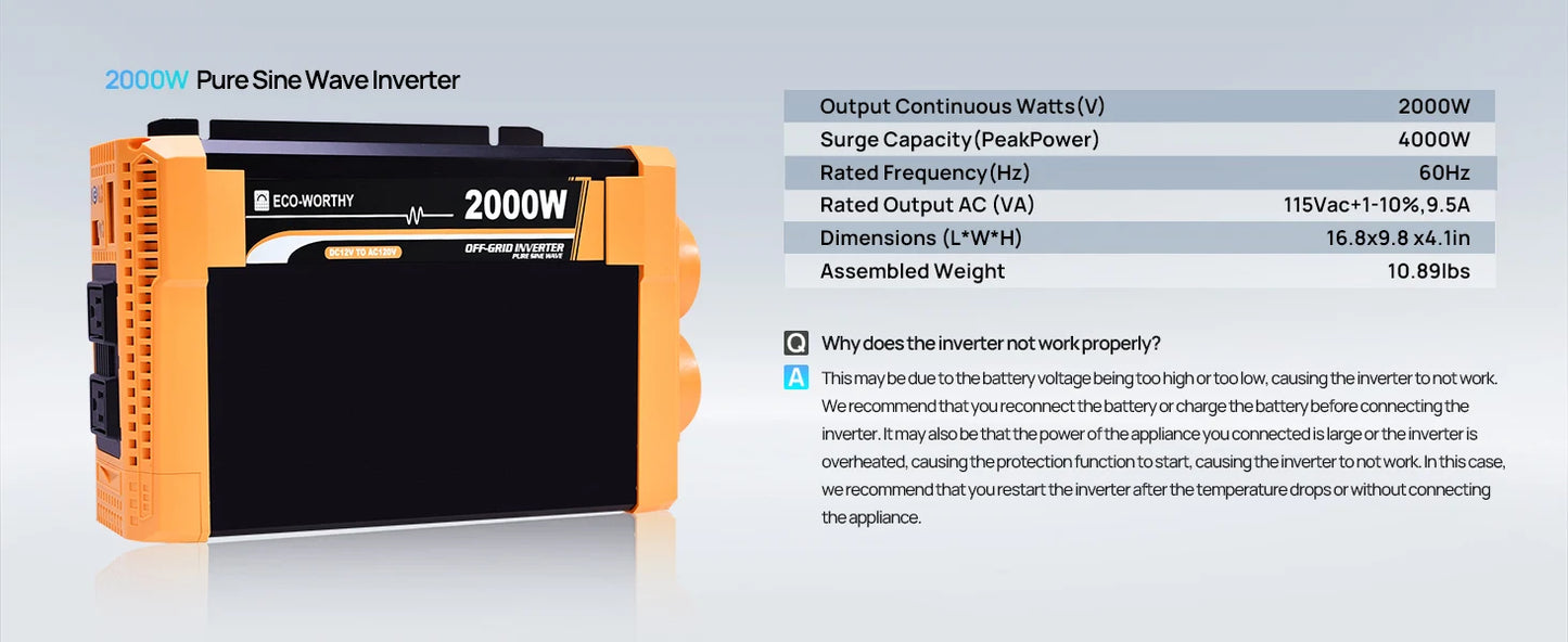 Eco-Worthy RV Solar Kit 4x100W Panels MPPT Battery