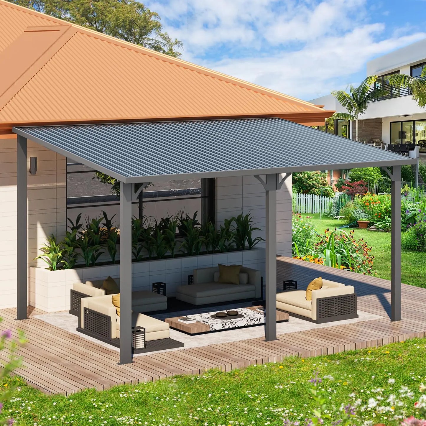 Heavy Duty Aluminum Gazebo For Patio Hard Top Outdoor Shade