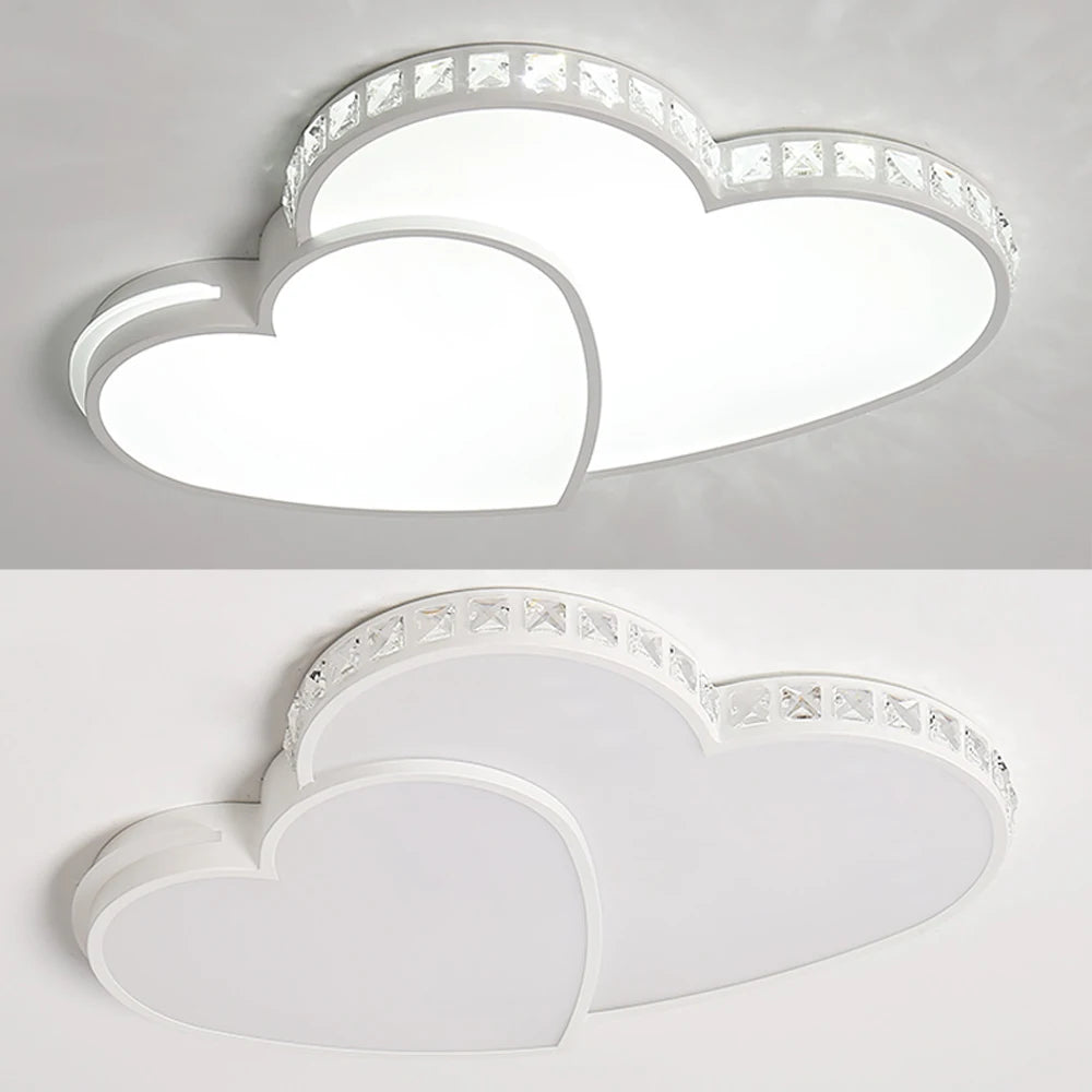 Modern Heart Shaped Crystal LED Ceiling Light Flush Mount