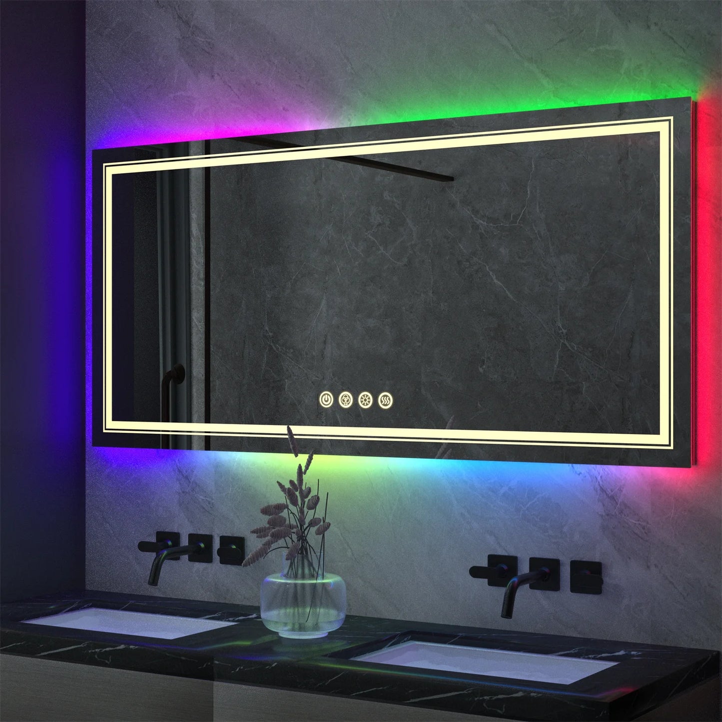 Wisfor LED Vanity Mirror RGB Backlit Dimmable Anti Fog