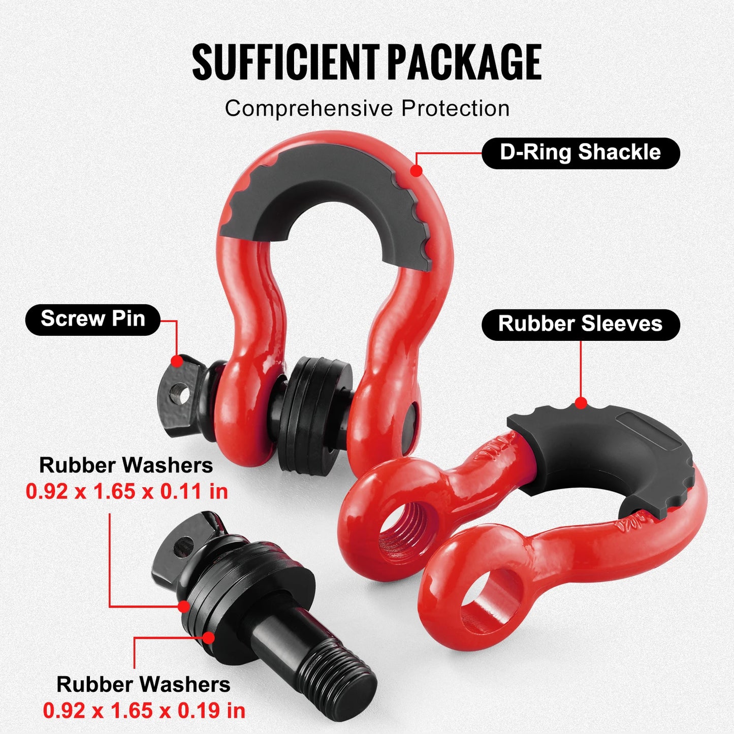 2 Pack D Ring Shackle 62832 Pounds Break Strength Isolator