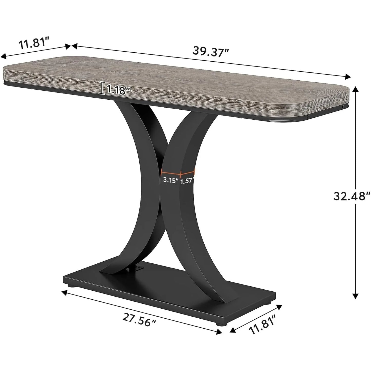 Little Tree Industrial Console Table Geometric Base for Entryway