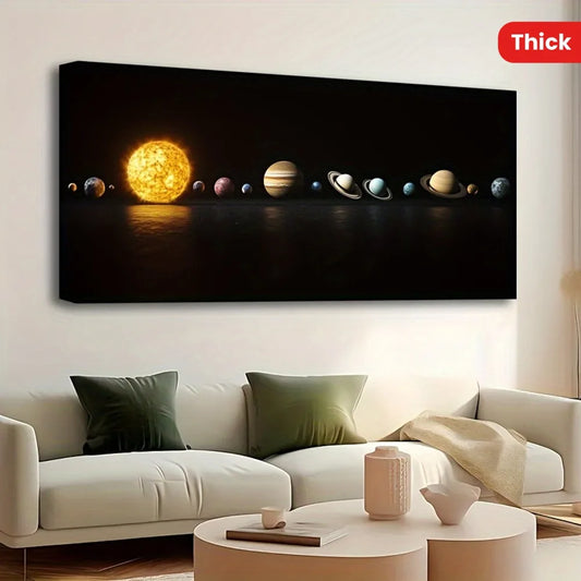 Hign Concerned Pine Frame Solar System Painting Wall Decor