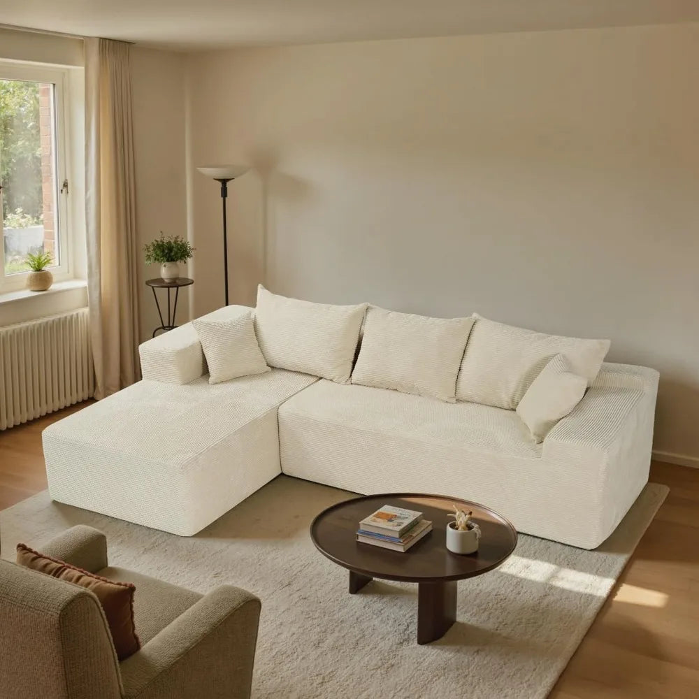 Angduo Cloud Sectional Sofa With L Shaped Chaise Modern Velvet