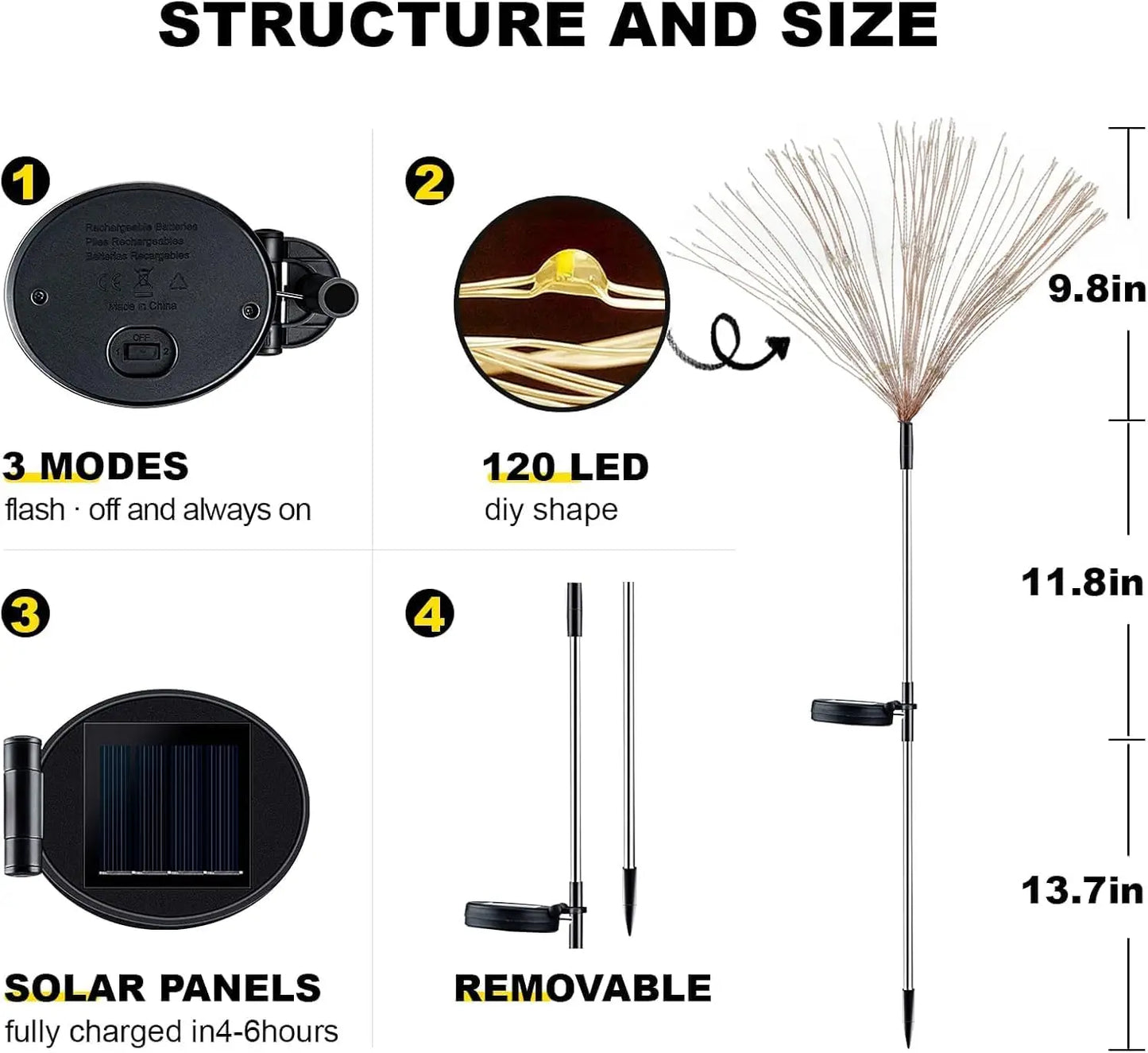 XMSJ Solar Firework LED Lights 120 LEDs Outdoor Garden Decor