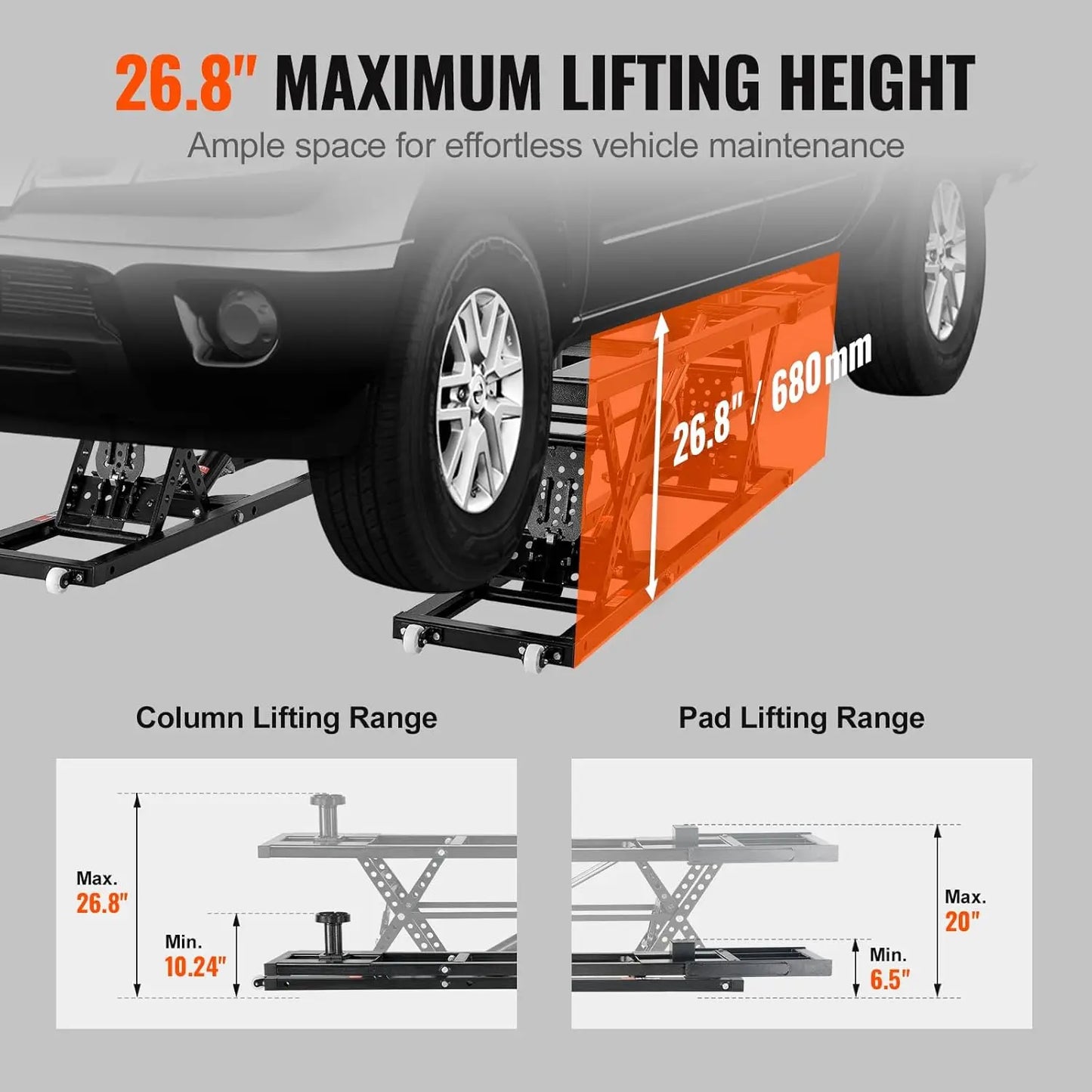 Portable 7000 Lbs Car Lift With Heavy Duty Extended Plates