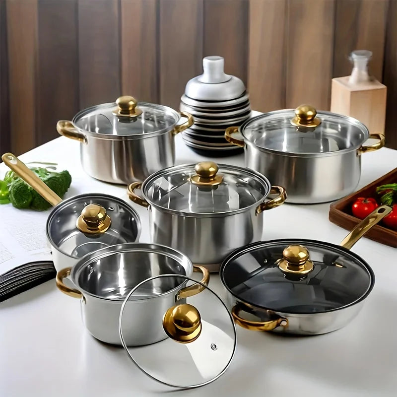 Stainless Steel Cookware Set Non Toxic With Stay Cool Handles Dishwasher Safe