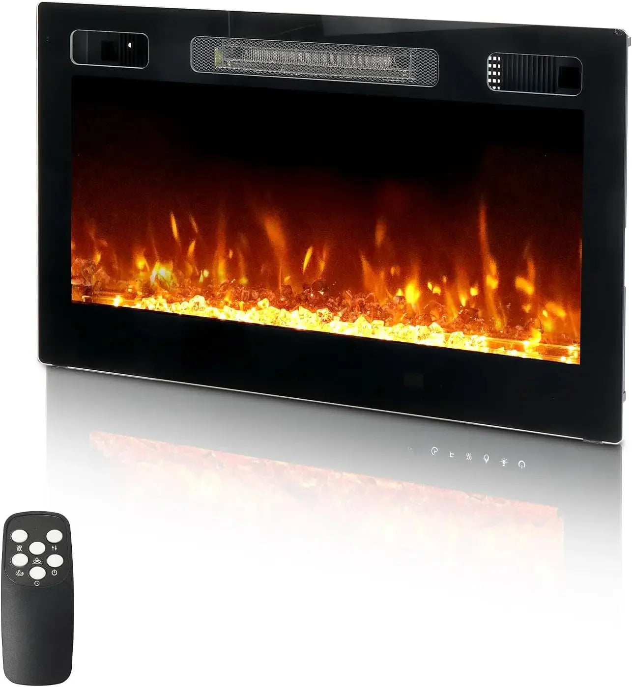 Electric Fireplace With Remote Control 12H Timer 1500W Wall Mounted Recessed
