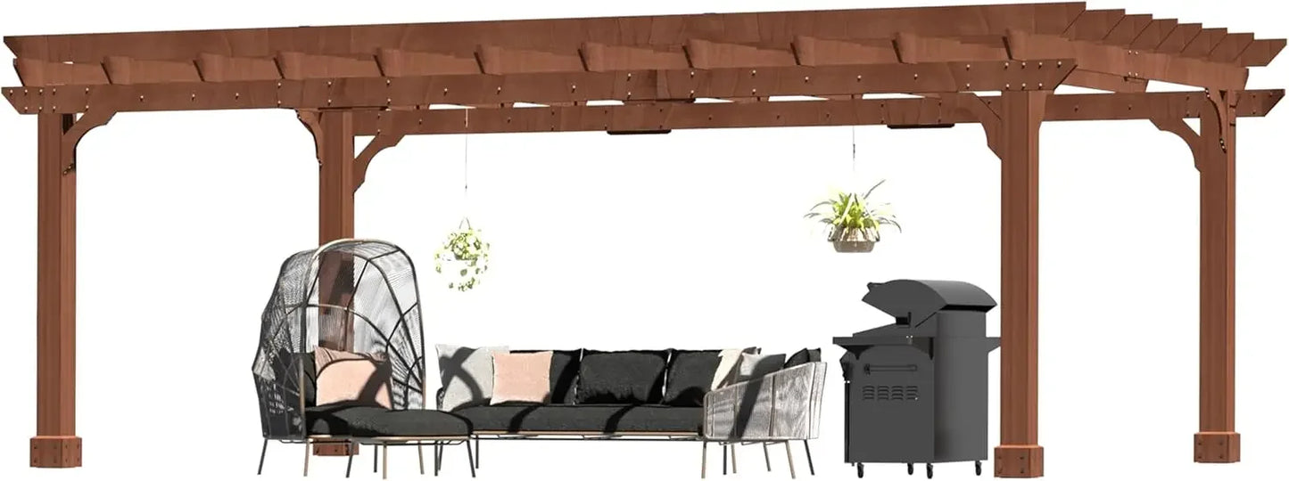 Cedar Wood Pergola Gazebo Flat Roof Outdoor Garden Patio Shelter