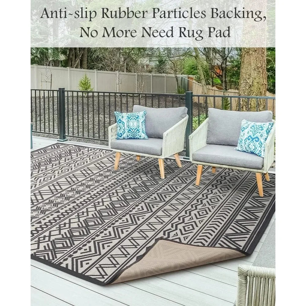 XMSJ Flatweave Outdoor Rug With Rubber Backing Non Slip