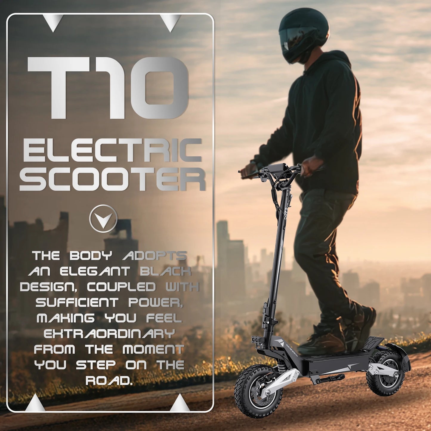 OOTD T10 900W Electric Scooter 48V Battery Foldable Off Road