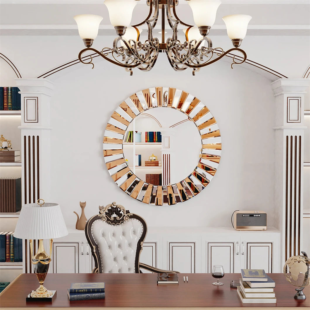 BORWARTH Round Wall Mirror Decor Accent Hallway Bathroom