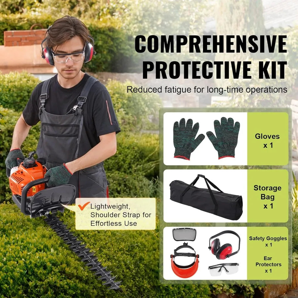 Gas Hedge Trimmer 26cc 23.2 Inch Dual Sided Blade Handheld