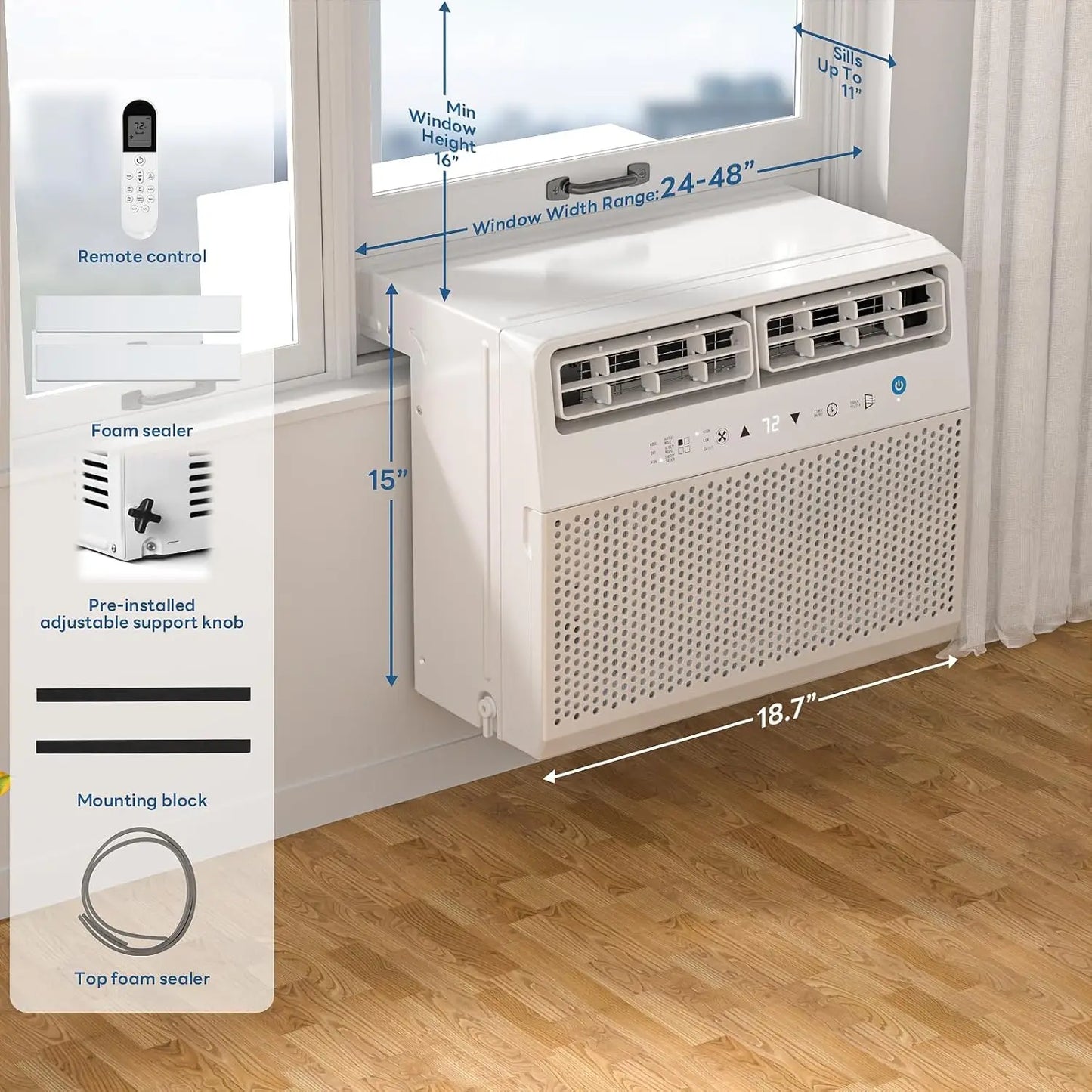 XMSJ 6-In-1 U-Shaped Window Air Conditioner