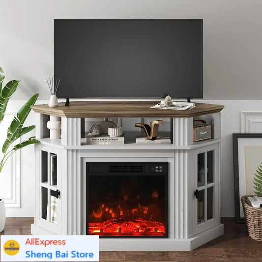 Fireplace TV Stand With Storage Cabinets And Media Console