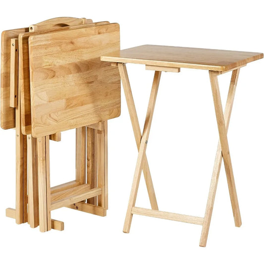 XIUWO Foldable TV Tray Table Set With Storage Rack