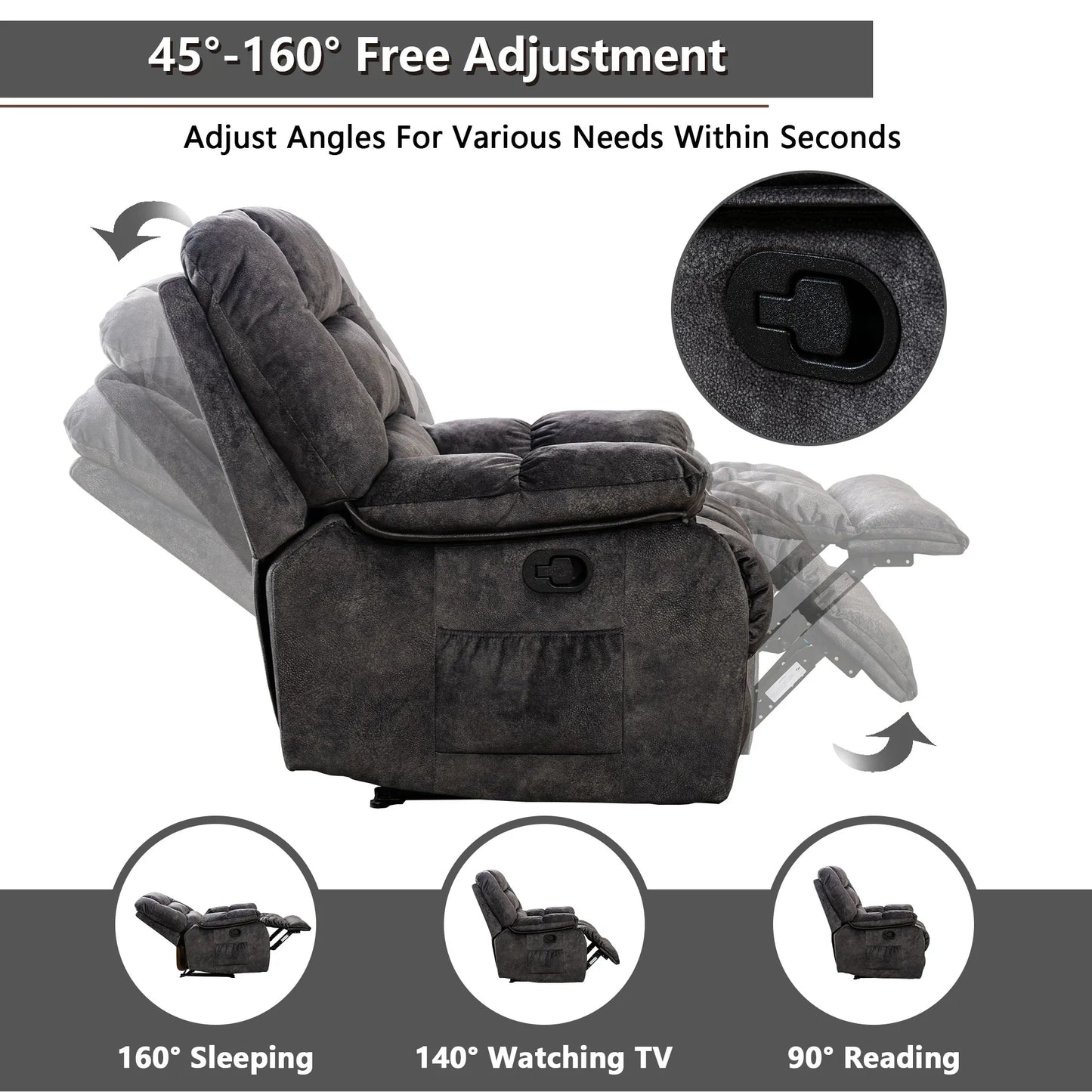 EBELLOCN 1-Piece Manual Massage Chair With Heating And Storage Bag
