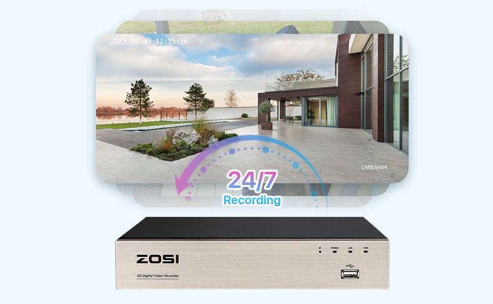 ZOSI 8 Channel Wired Security Camera System 1080P DVR Kit