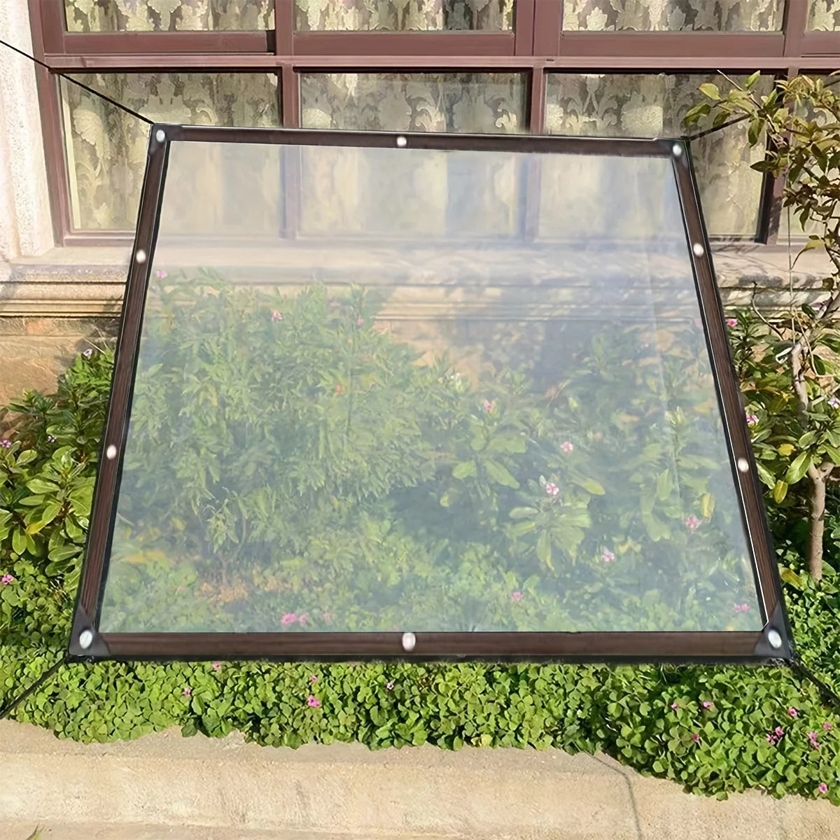 Hign-concerned Transparent Waterproof Tarpaulin With Sealing Rings For Courtyard Gardens