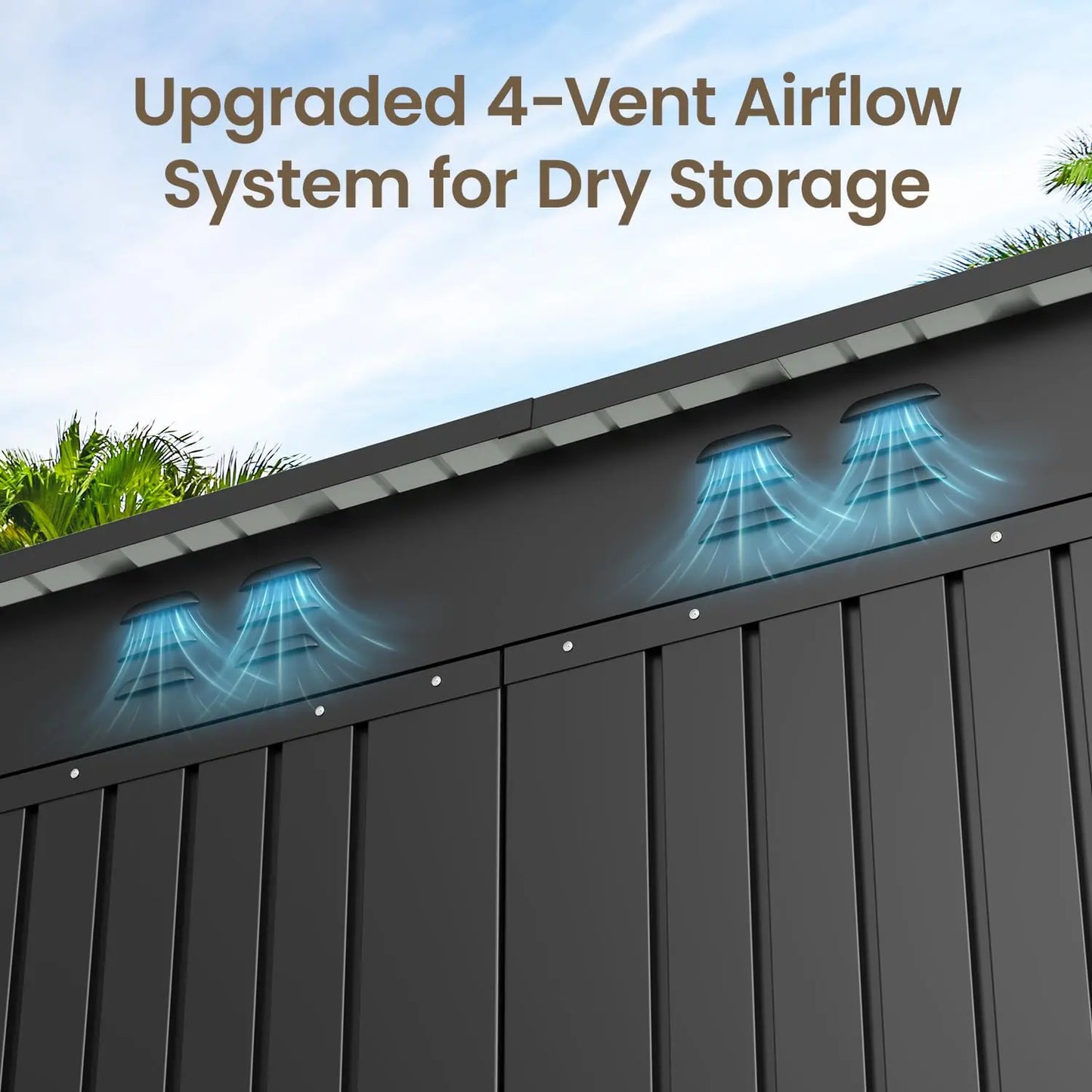 Outdoor Metal Storage Shed With Double Lockable Doors