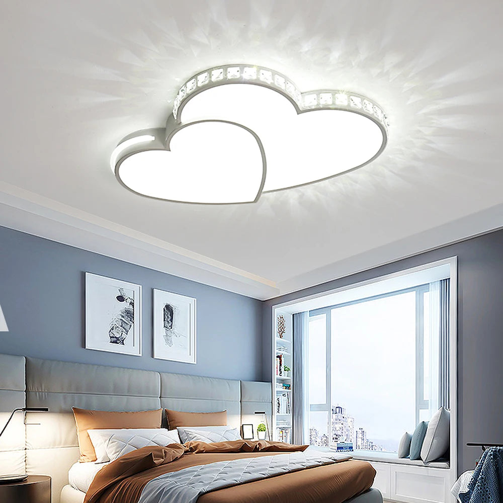 Modern Heart Shaped Crystal LED Ceiling Light Flush Mount