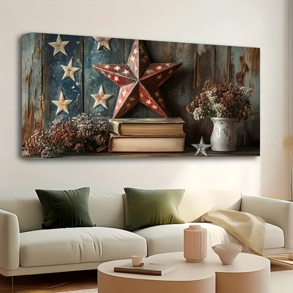 Hign Concerned American Flag Poster In Pine Wood Frame
