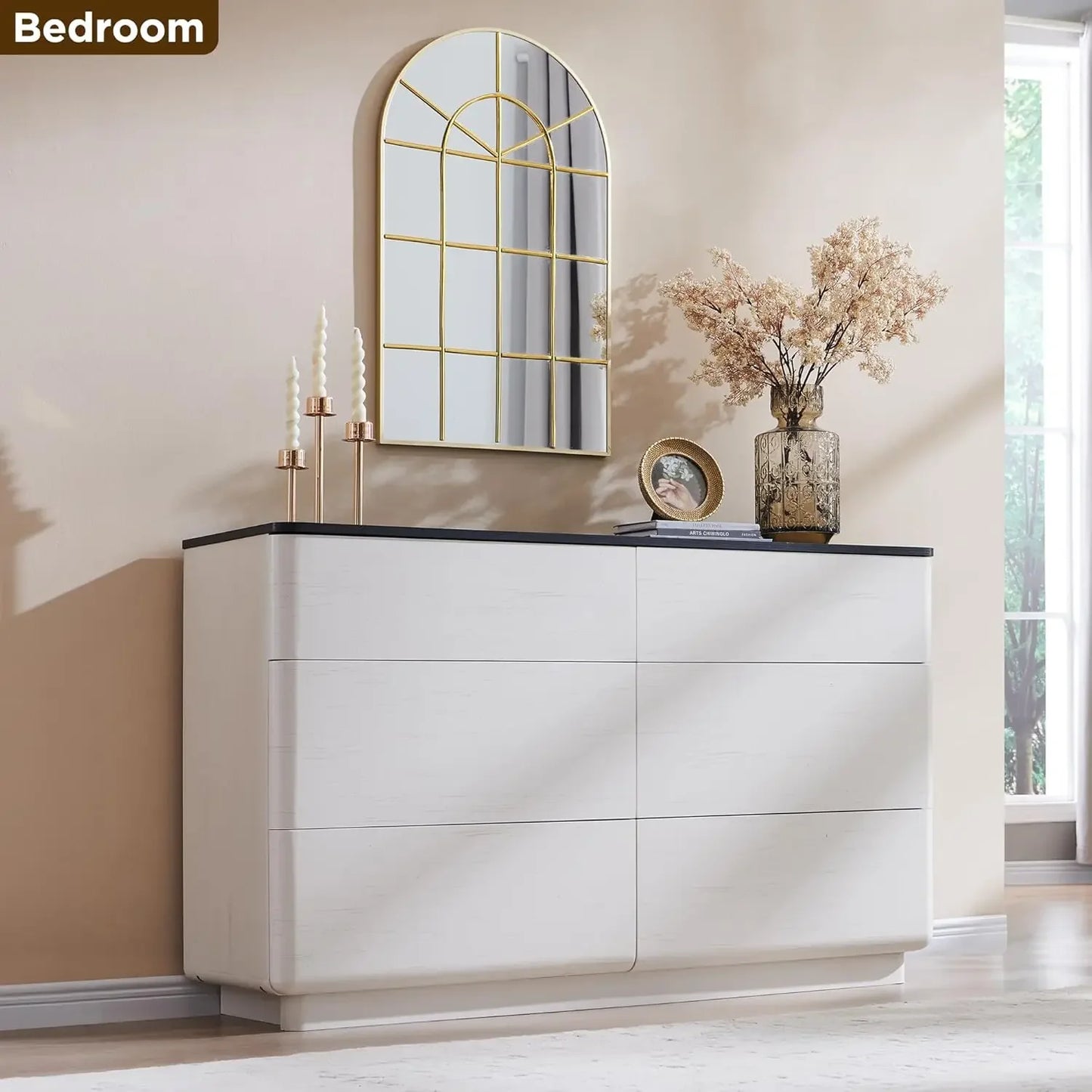 Modern 6 Drawer Dresser For Bedroom Storage