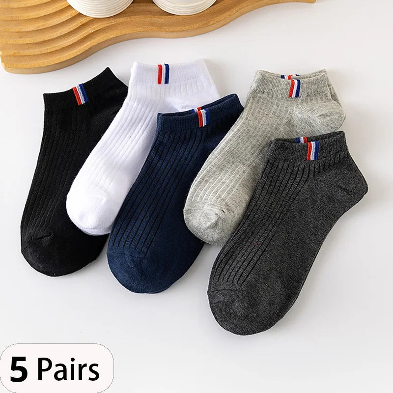 NONECN 5 Pairs Breathable Sweat Absorbing Mens Boat Socks