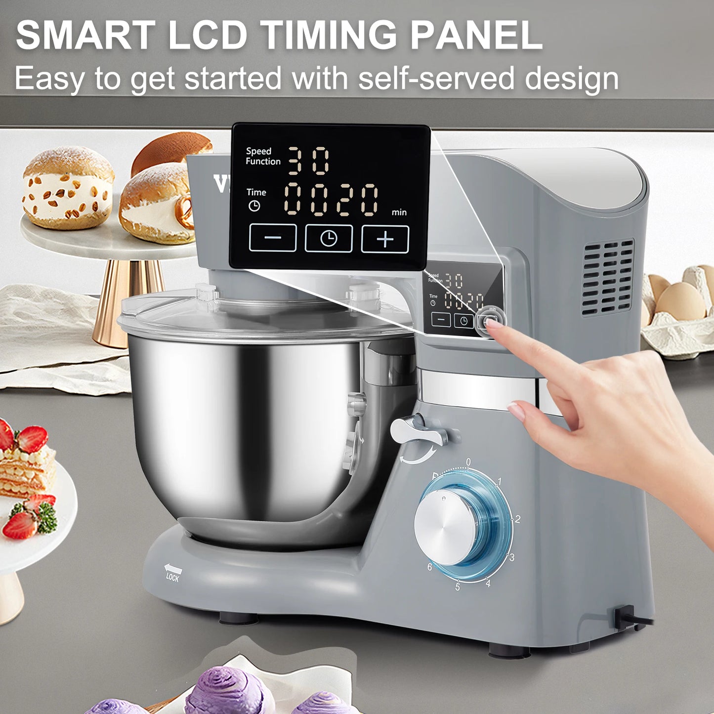 VEVOR Stand Mixer Electric Dough Mixer With 6 Speeds