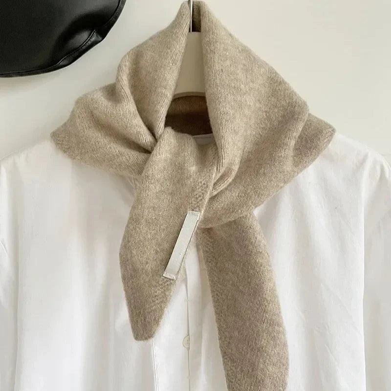 Xizou British Korean Style Wool Knitted Triangular Scarf