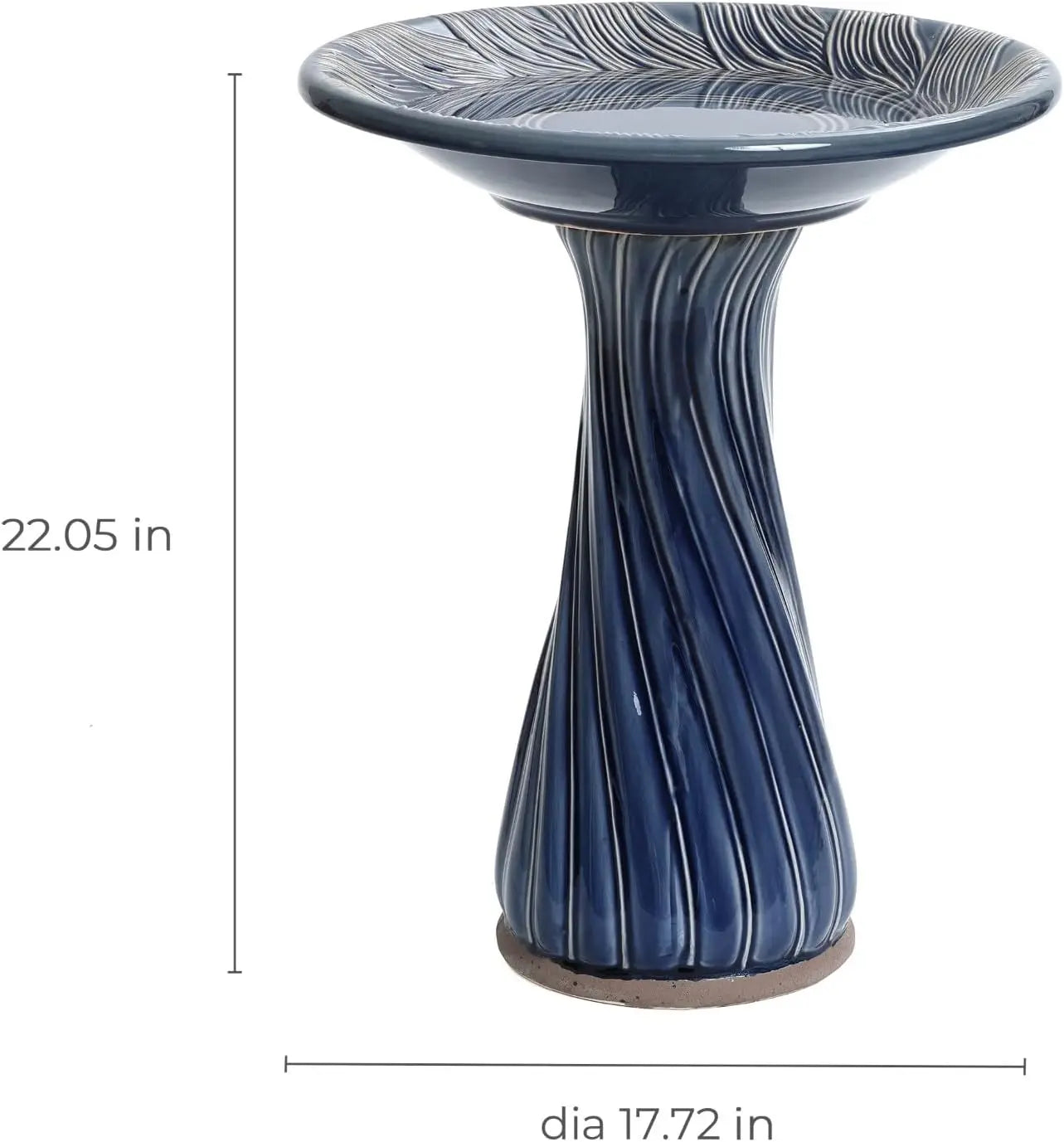 Ceramic Outdoor Bird Bath Pedestal Glazed Leaves Swirl
