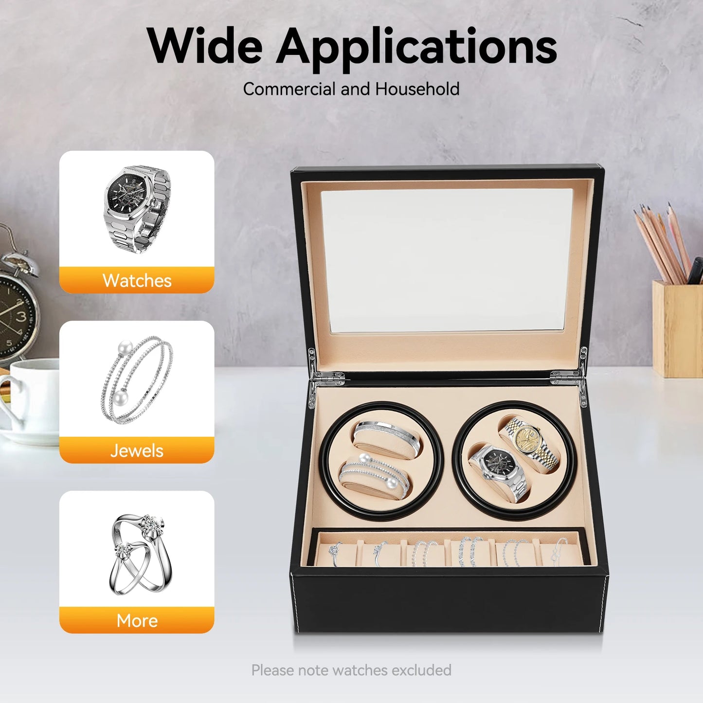Watch Winder Automatic Rotation Velvet Display Box