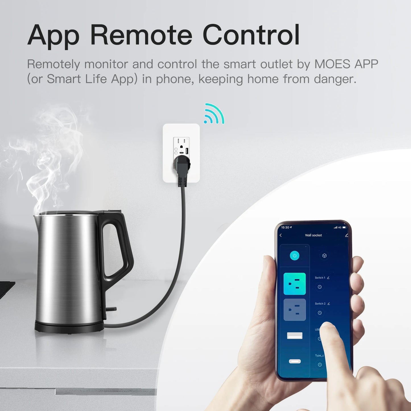 MOES WiFi Smart Wall Socket With USB Type C Alexa